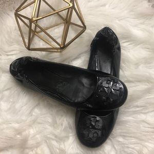 Tory Burch Reva flats patent black leather